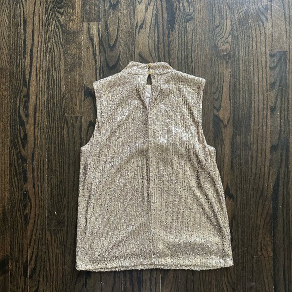 CALVIN KLEIN Womens Sequined Sleeveless Mock Neck Party Party Top - Picture 3 of 6